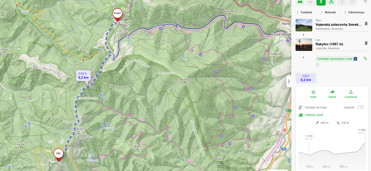 turcianska zahradka - rakytov mapa